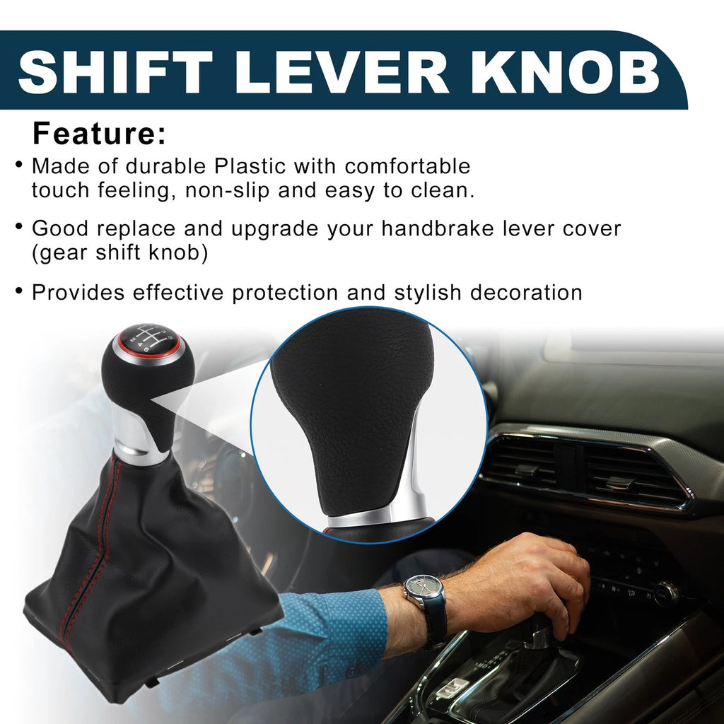 6 Speed Gear Shift Knob with Boot Cover for Audi A5 (2007–2017)