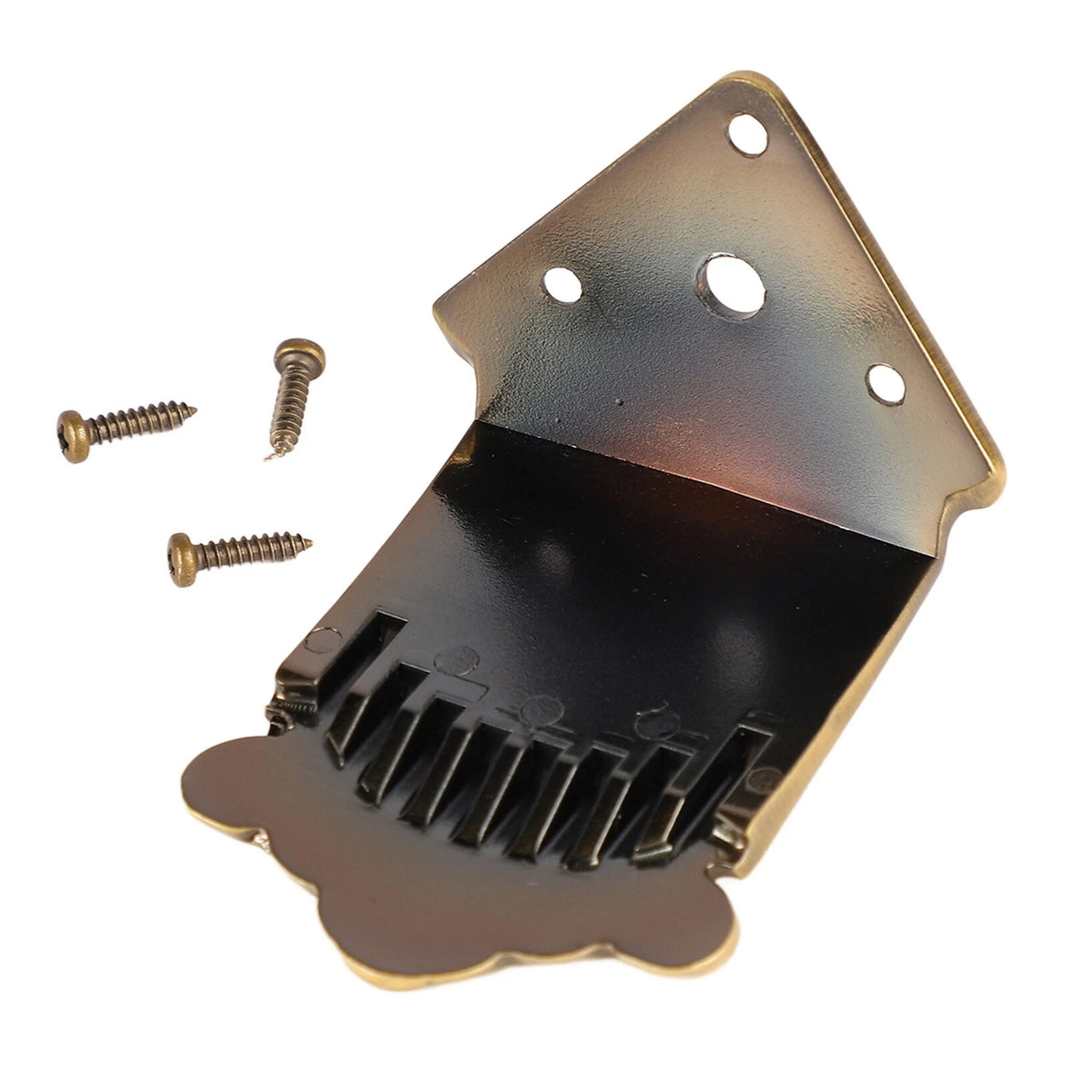 Replacement Tailpiece for Mandolin (8 String, Feather Pattern, Metal, Bronze)