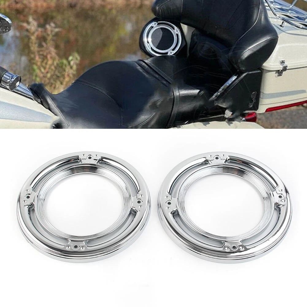 Chrome Rear Speaker Accent Cover Trim For Harley Road Street Tri Electra Glide