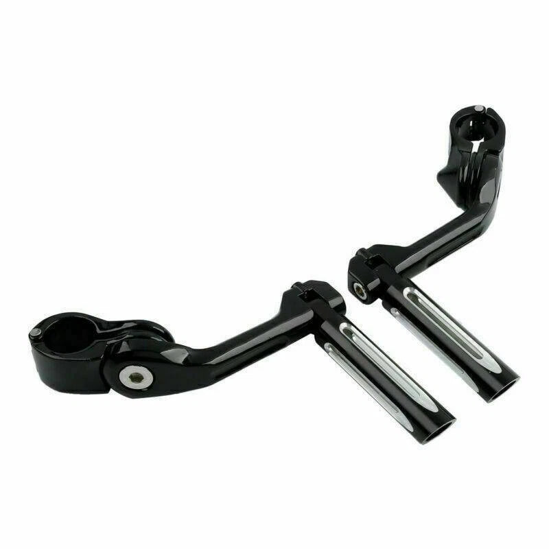 1 1/4" Black Footrest Peg Long Angled Mount Bracket for Harley