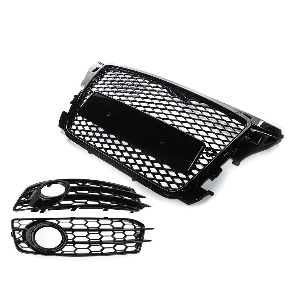Front Honeycomb Grille Fog Light Cover for Audi A3 8P (2009–2012) 12 11 10