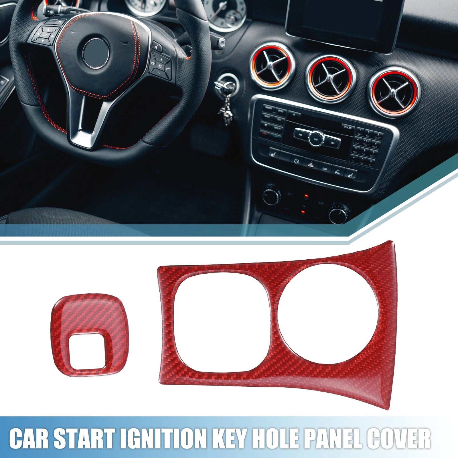 Car Start Ignition Key Hole Panel Covers for Chevy Corvette C5 Red (2pc)