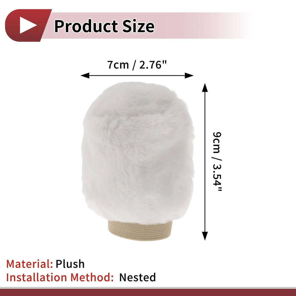 Gear Shift Knob Cover Universal Plush White for Car SUV Truck RV