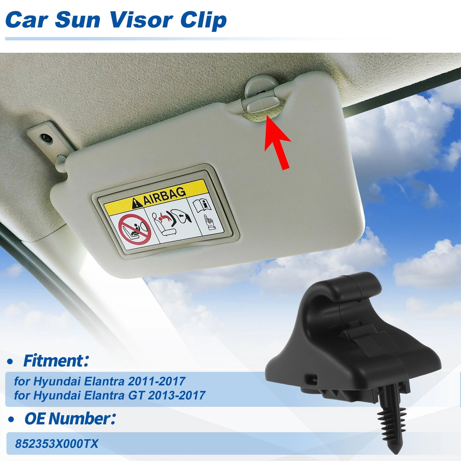 Sun Visor Clip Replacement for Hyundai Elantra 2011–2017