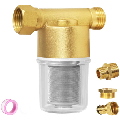 Brass Inline Sediment Filter with 3/4 GHT & 1/2 NPT Adapter