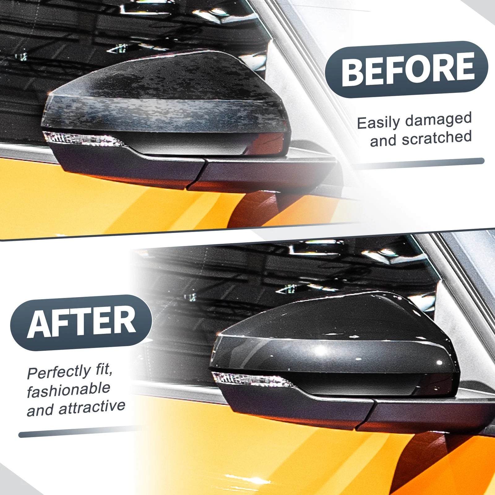 Rearview Mirror Cover Caps Replacement Pair Gloss Black for Audi A1 (2018–2023)