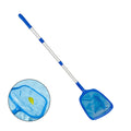 Telescopic Rod Pool Skimmer Net for Cleaning Debris (Blue)
