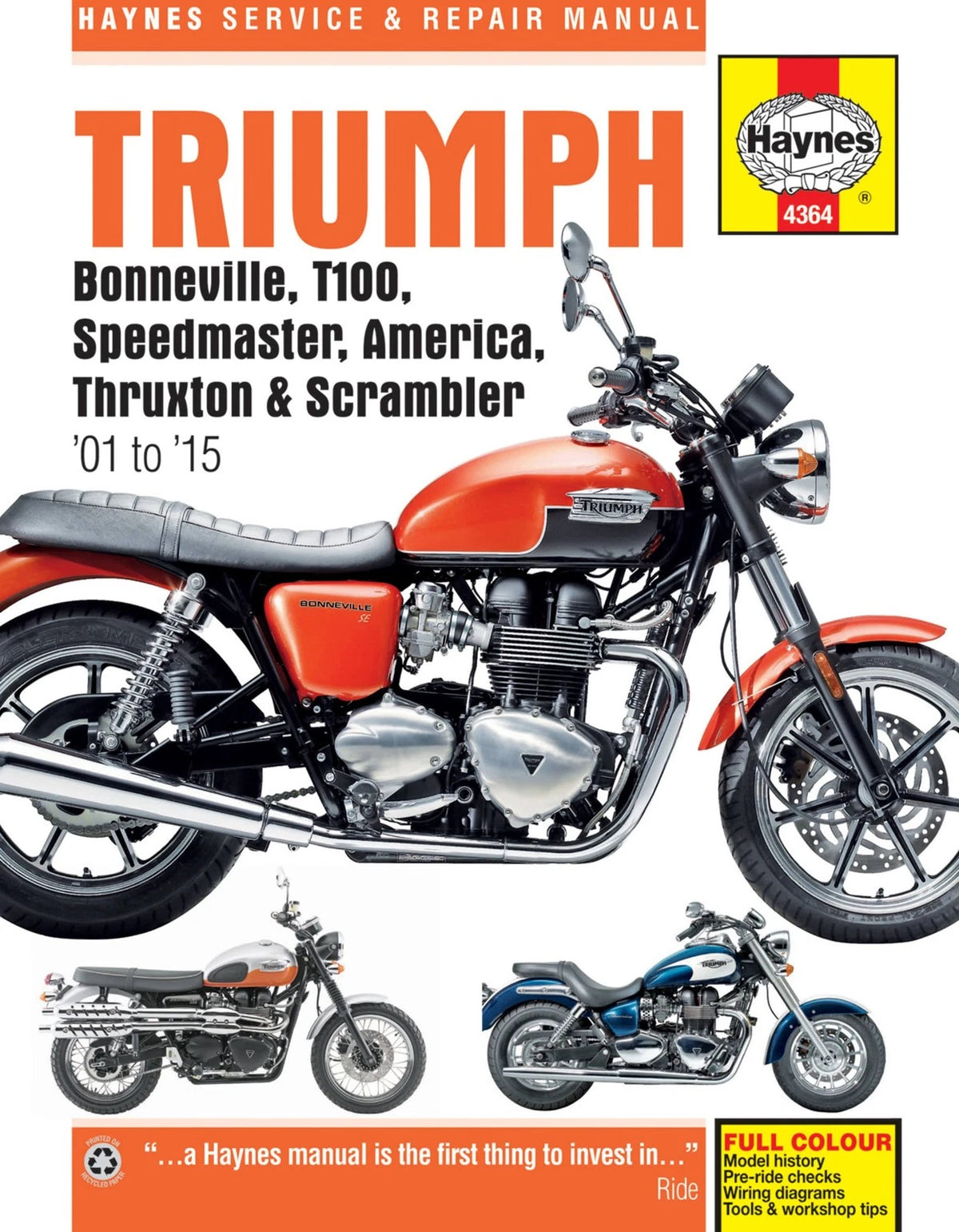 Haynes Manual for Triumph Bonneville, T100, Speedmaster, Thruxton (2001–2015)