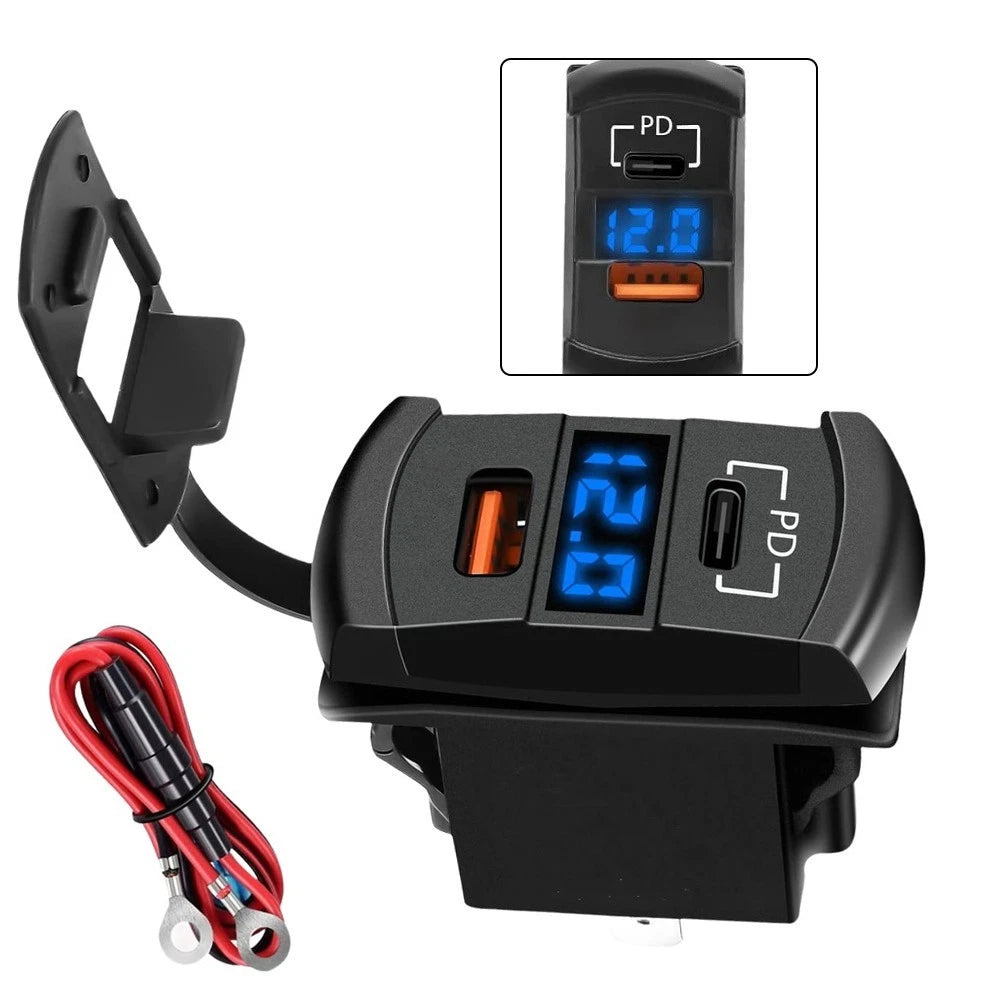 Dual USB Car Charger with Fast Charging and Digital Display Screen