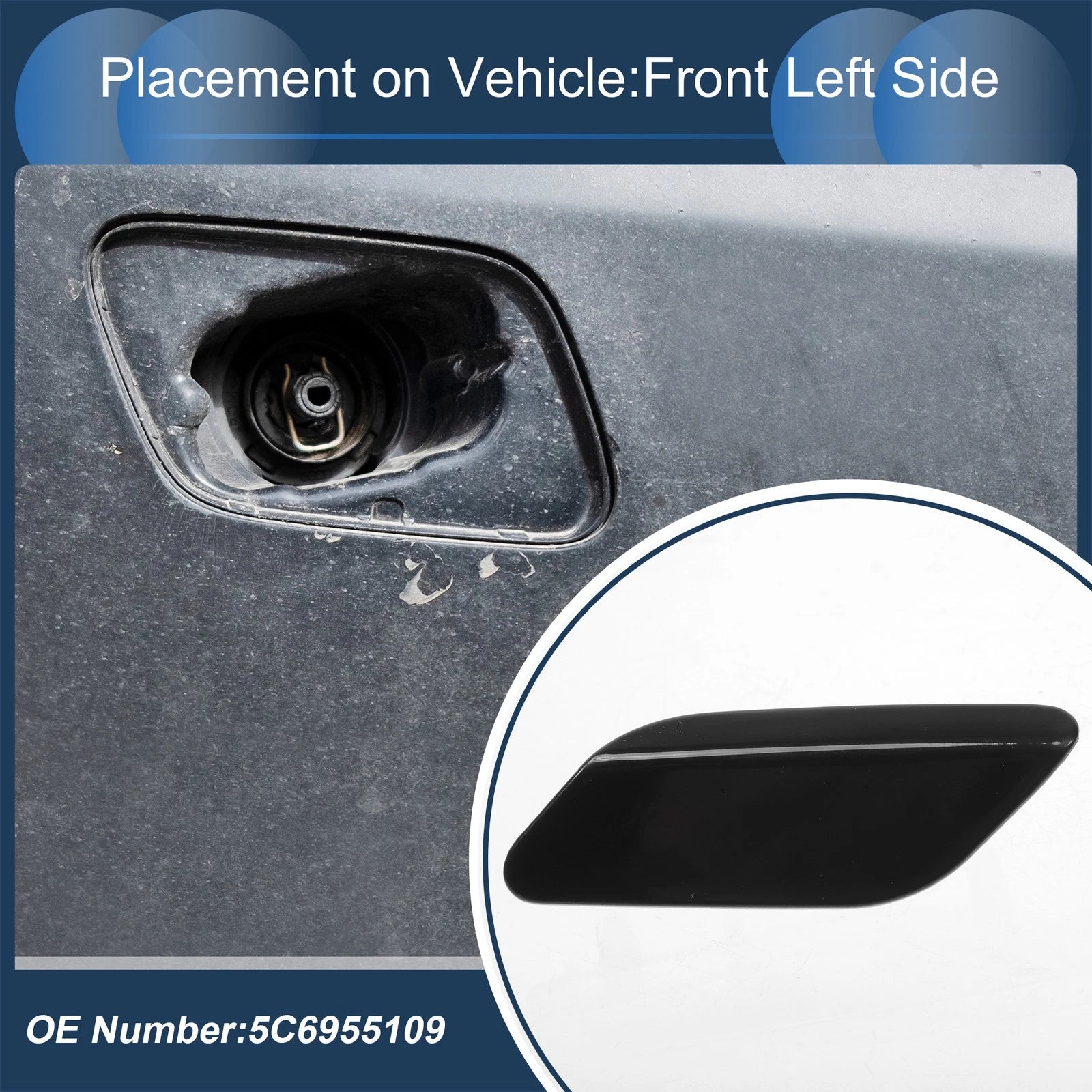 Washer Nozzle Cover Cap Front Left for Volkswagen Jetta A6 (2011–2014)