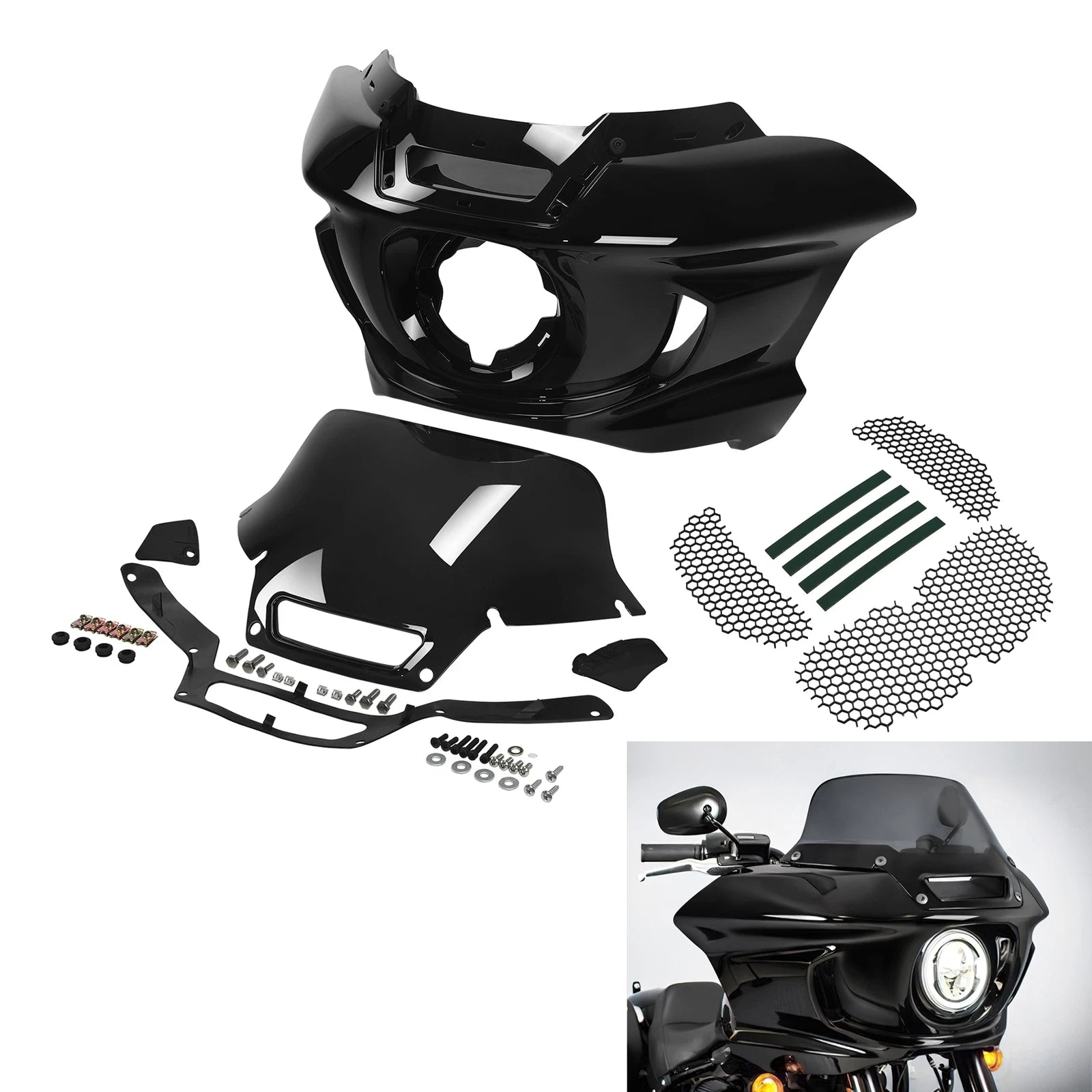 Headlight Fairing Windshield Mesh Vent Screen for Harley Low Rider ST (2022–2025)