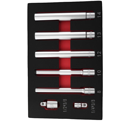 Set of 7 Deep 3/8in Drive Sockets 8-14mm CR-V 6 Point + 2 Adaptors