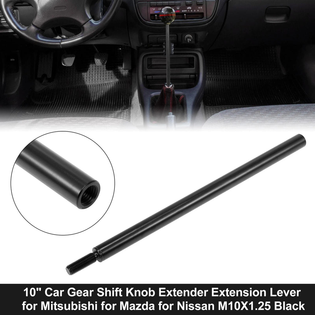 Gear Shift Knob Extender Lever Replacement for Mitsubishi M10x1.25 (Black)