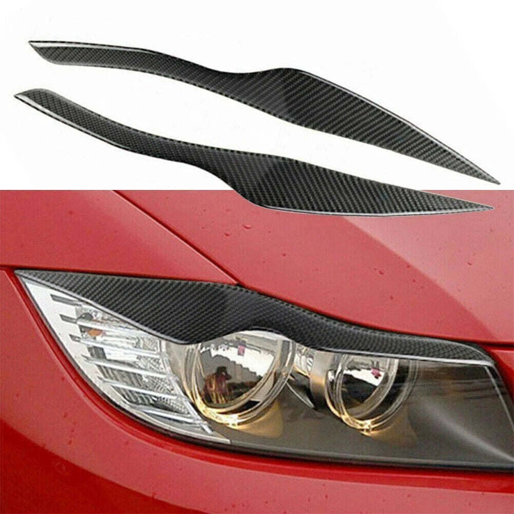 Carbon Fiber Headlight Eyelid Cover Trims for BMW E90 E91 (2005–2012)