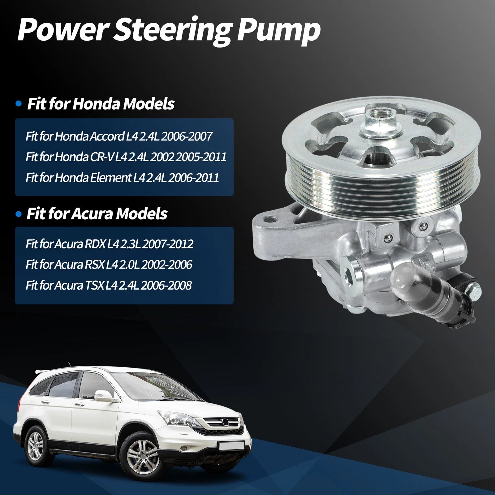 Power Steering Pump with Pulley Replacement for Honda Accord (2006–2007)