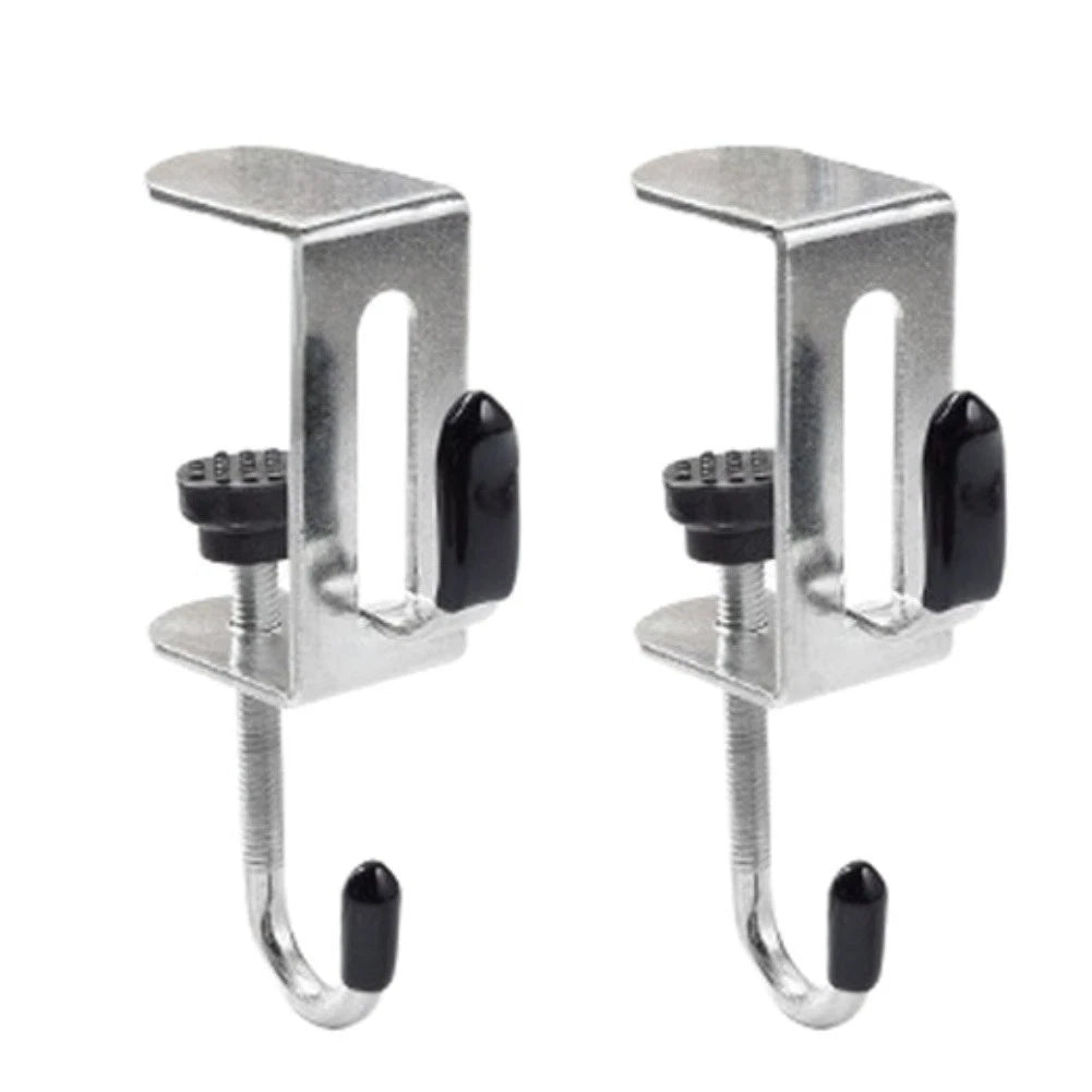 Tool-Free Adjustable Desk Hanger with 2 Hooks for Backpacks and Keys