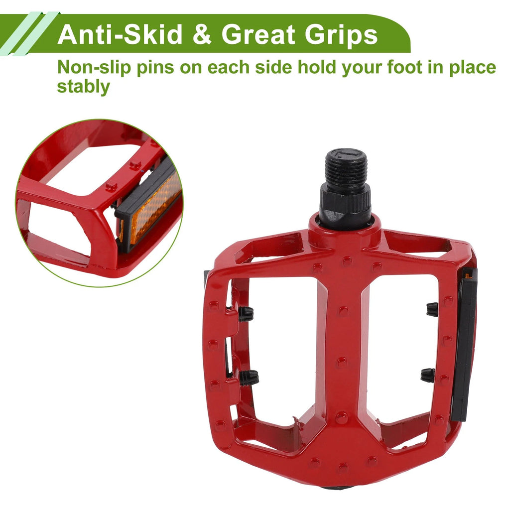 Bicycle Pedal Aluminum Alloy Reflective Strips Pair 14mm for Universal Fit