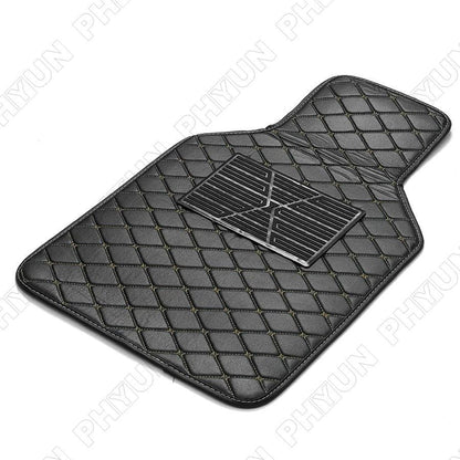 Set of 4 Black PU Leather Floor Mats for Various Vehicles