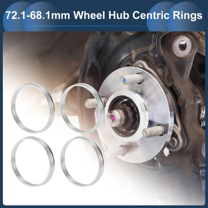 Set of 4 Wheel Hub Centric Rings for Car (OD 72.1mm ID 68.1mm)