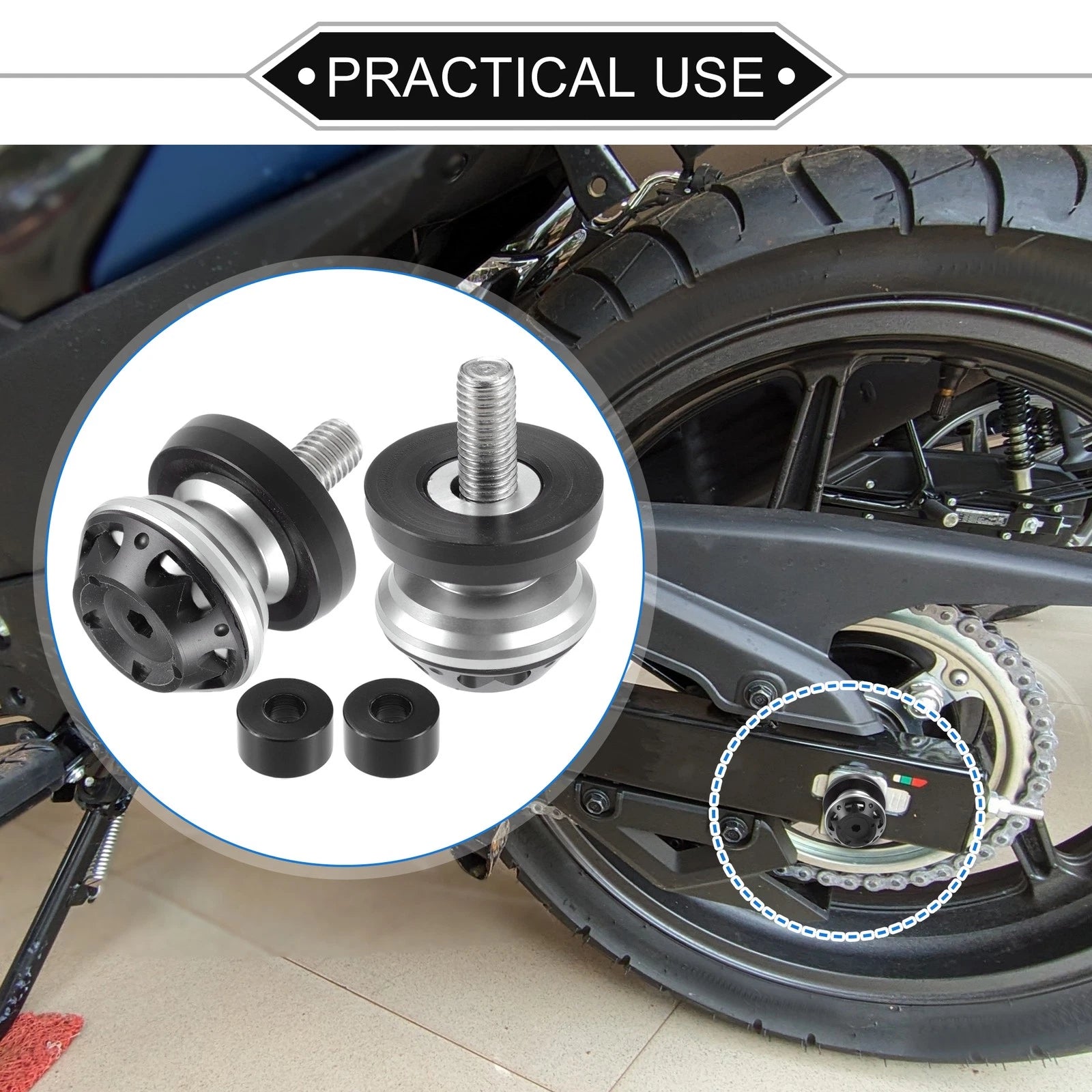 Motorbike Swingarm Spool 10mm CNC Slider for Stand Silver for (2010–2019)