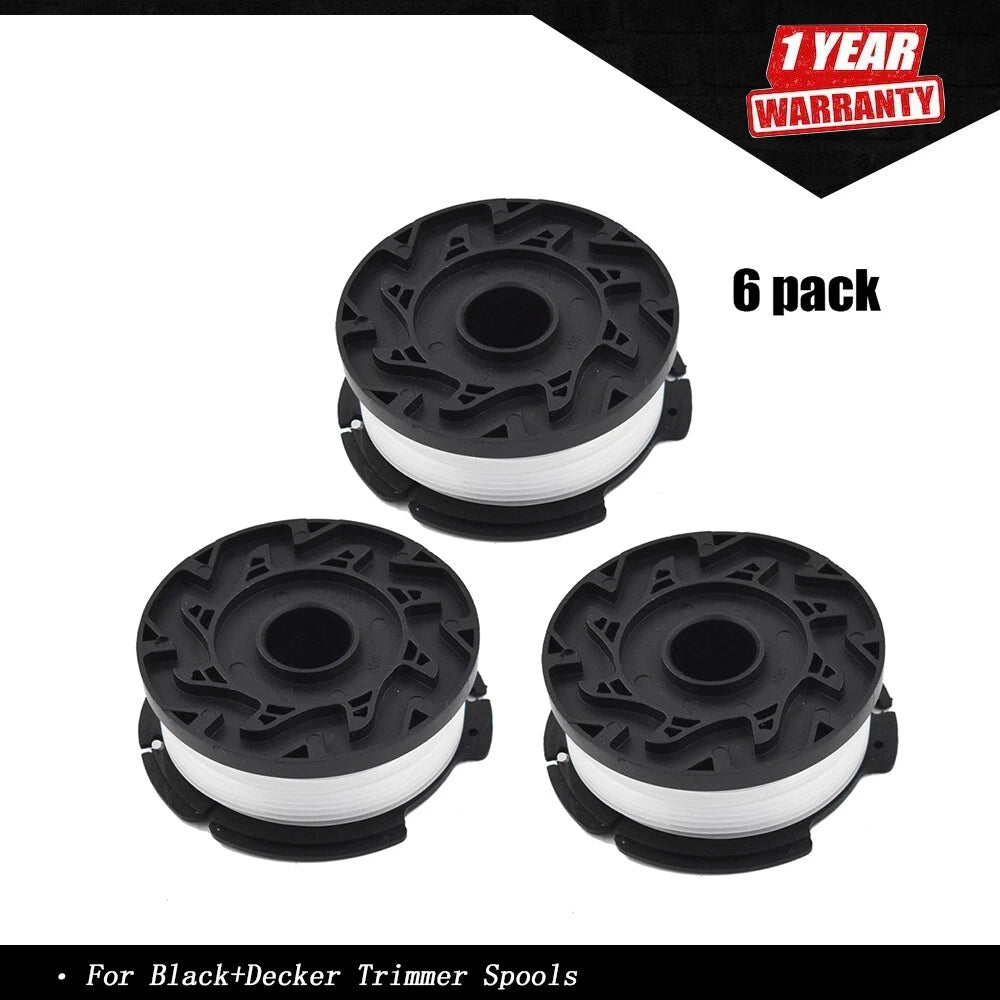 6X String Trimmer Spools for BLACK+DECKER GH900 (AF-100-3ZP) 0.065" Line