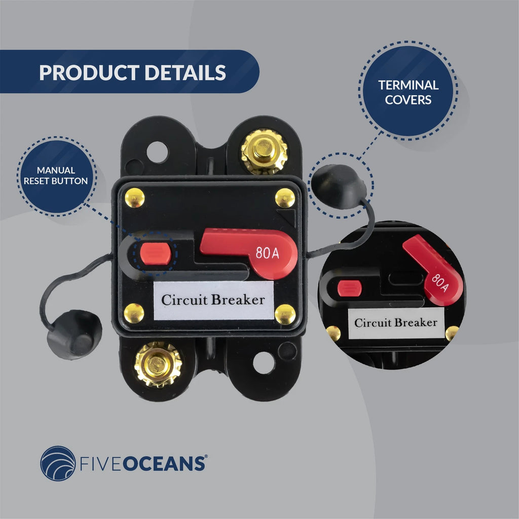 80 Amp Circuit Breaker for Marine Windlass (12V)