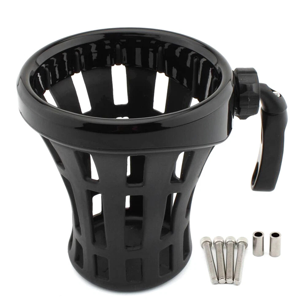 Motorcycle Handlebar Cup Holder Drink W/ Mesh Basket Mount Universal Large