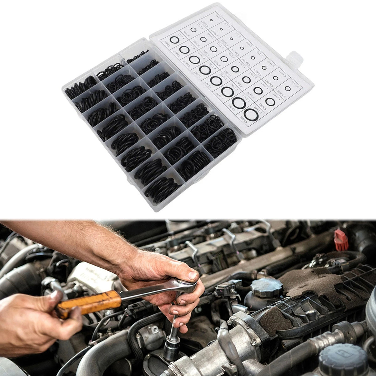 1200pcs O-Ring Kit Rubber for Automotive Repair (Universal)