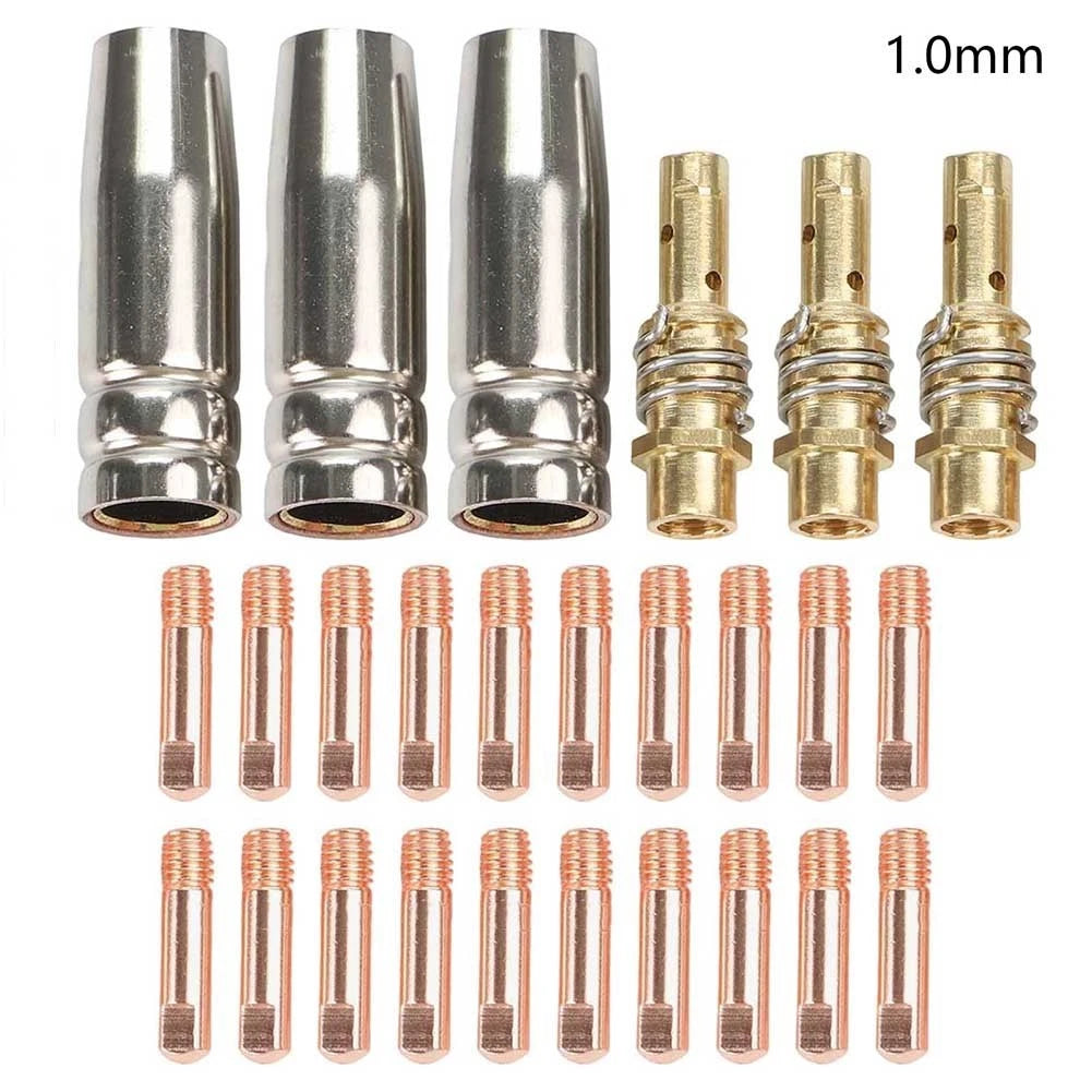 26PCS MIG 15AK Replacement Kit - 1.0mm Tips, 3 Nozzles, 3 Diffusers