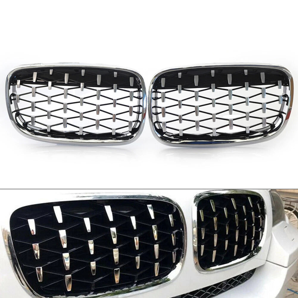 Diamond Style Chrome Front Kidney Grille for BMW X5 E70 X6 E71 (2007–2013)