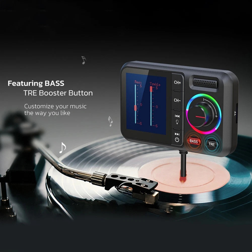 FM Transmitter Handsfree Car Music Player with Large Color Display