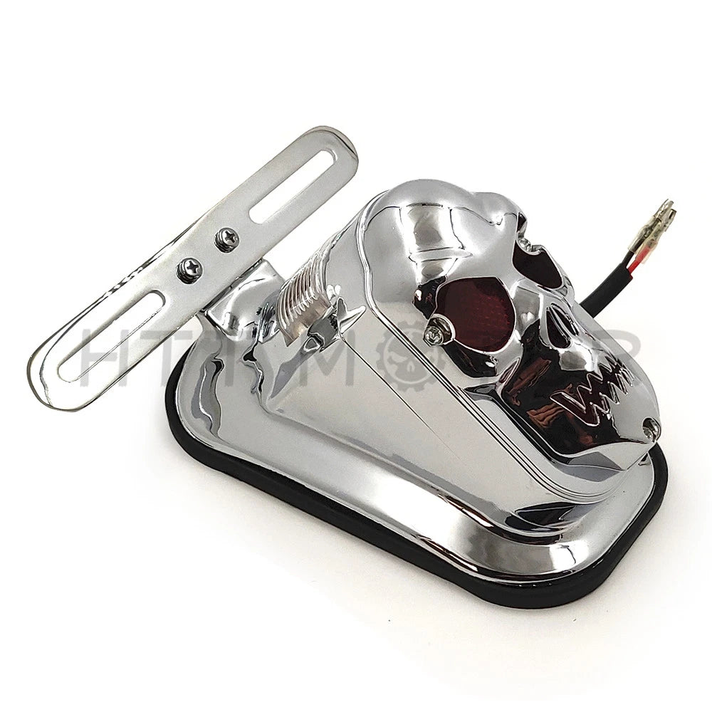 Chrome Skull Brake Tail Light for Harley