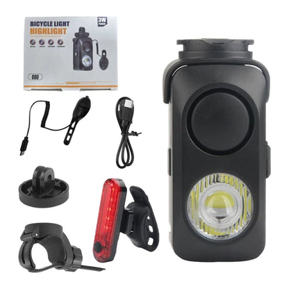 Bike LED Headlight with Horn 120dB Quick Release USB Charging