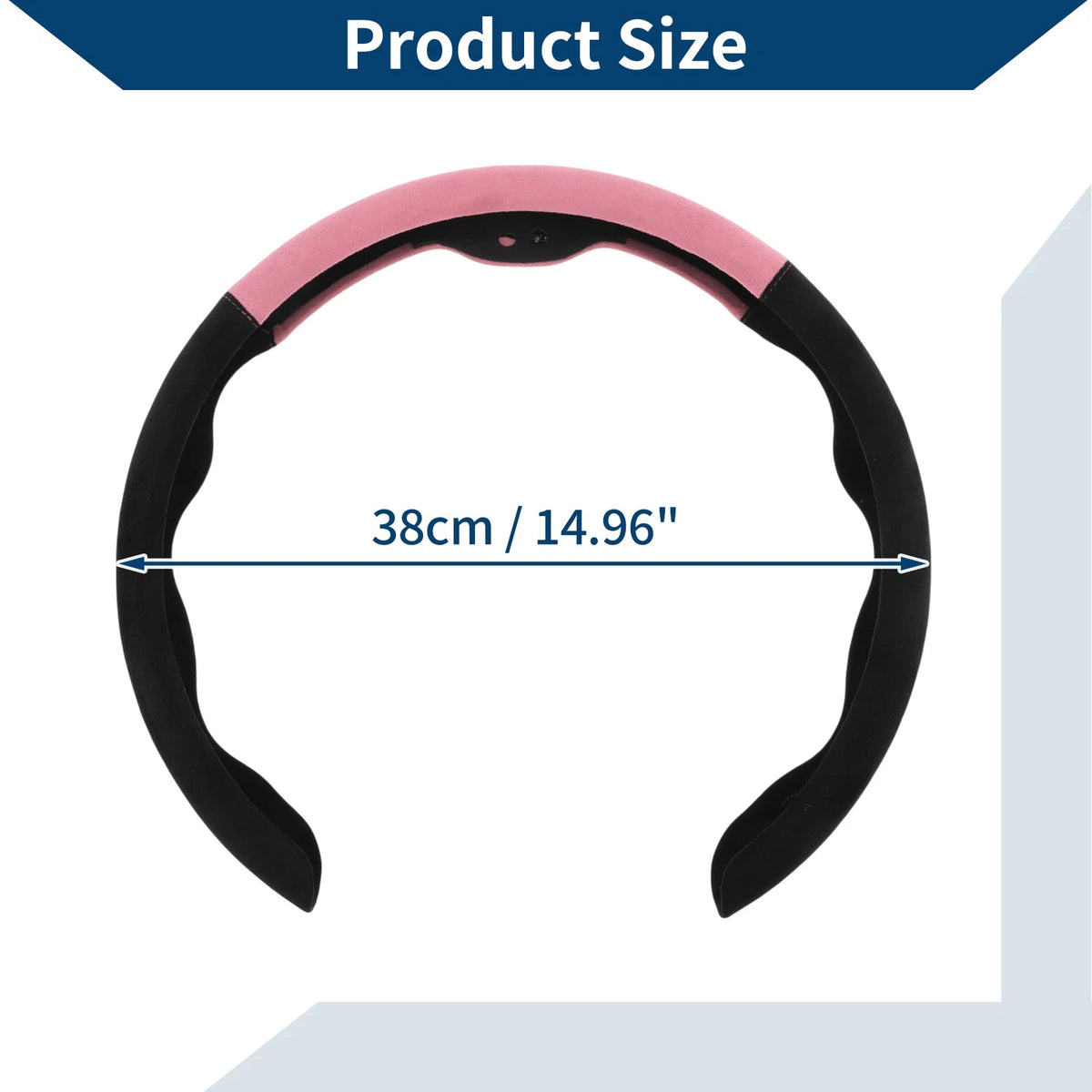 PU Artificial Leather Steering Wheel Cover for Universal Fit (14.96") Black Pink