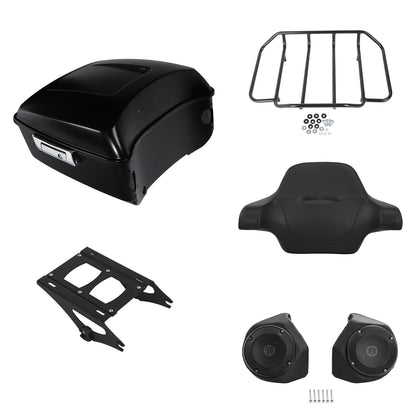 Trunk Pad Rack Mount Speakers for Harley Touring (2014–2023) Black Denim