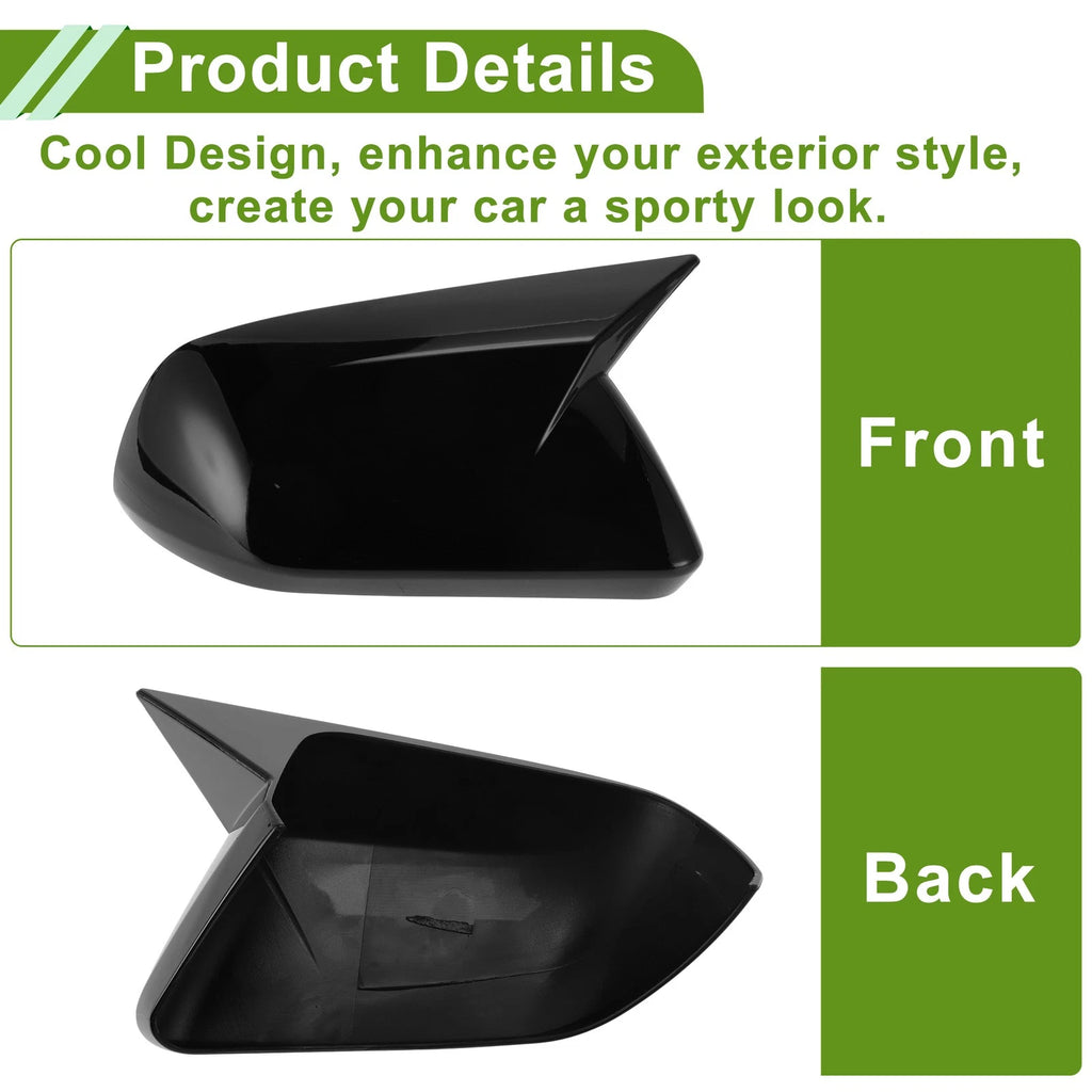 1 Pair Mirror Cover Cap Replacement Gloss Black for Ford Mustang (2015–2023)