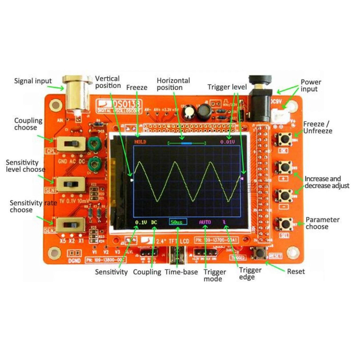 DSO138 Digital Oscilloscope Module with 2.4in TFT Display (DIY Kit)
