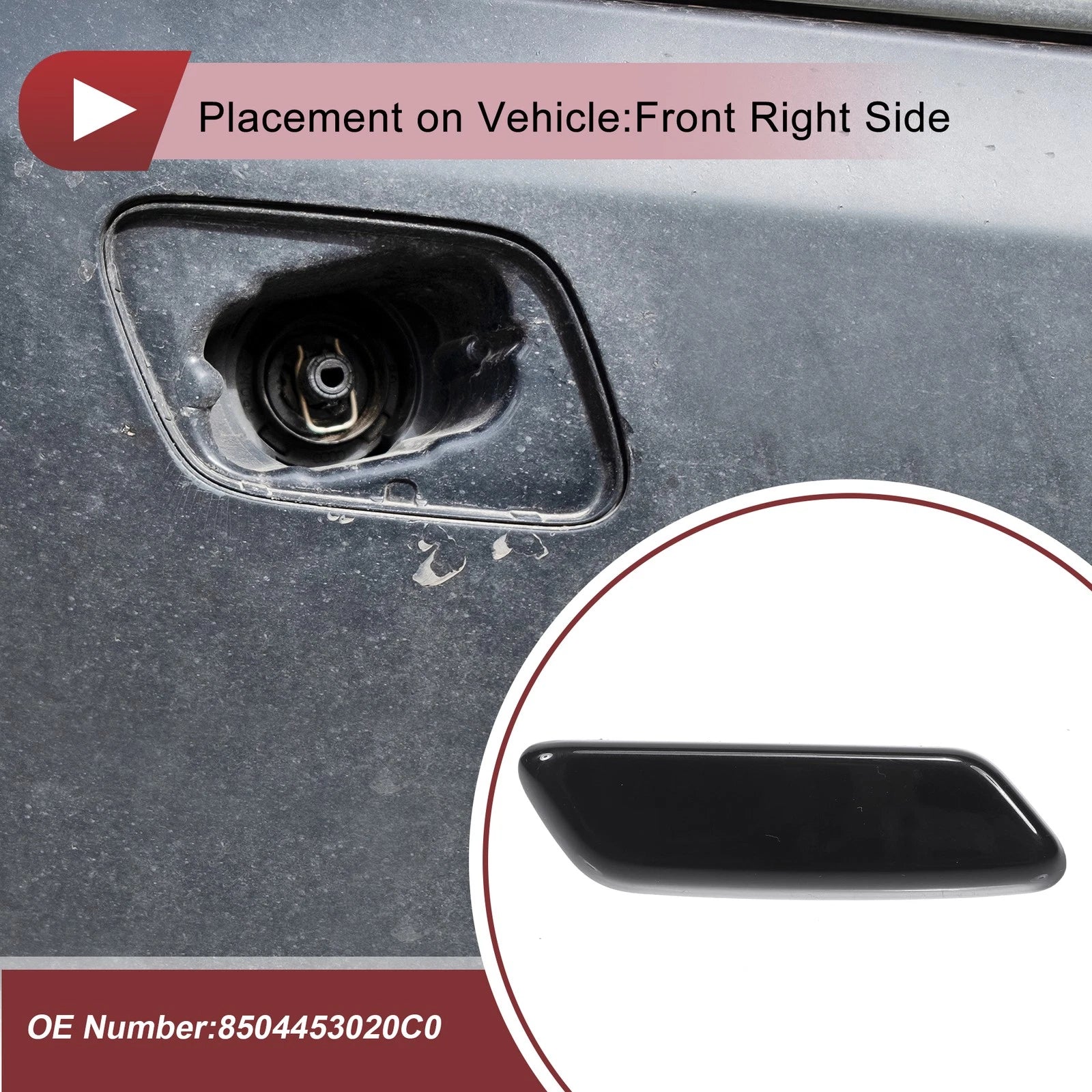 Washer Nozzle Cover Cap Front Right for Lexus IS II (2008–2010) Black