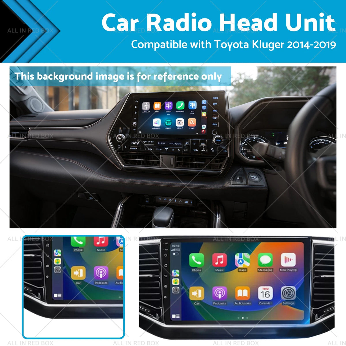10" Radio Head Unit for Toyota Kluger (2014–2019) CarPlay Android Auto