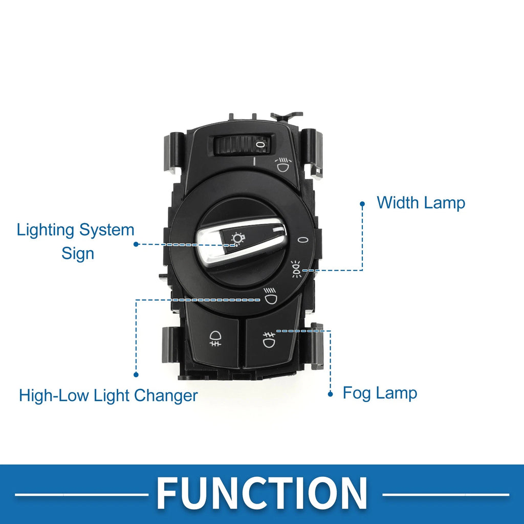 Headlight Switch No. 61319169405 for BMW 128i (2008–2013) Plastic Black