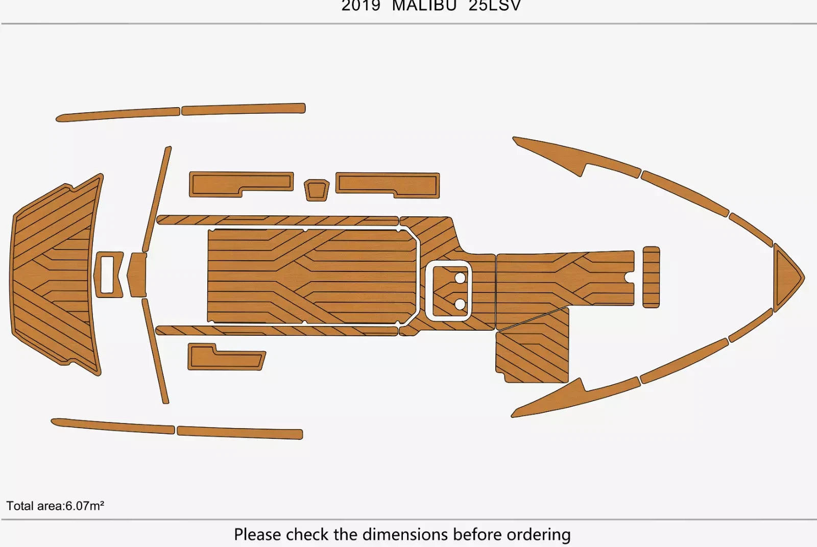 EVA Foam Faux Teak Deck Flooring for Malibu 25 LSV (2019)