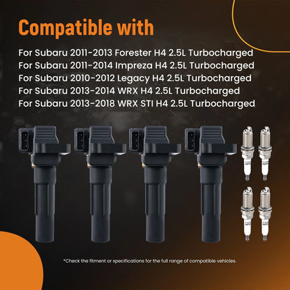 4X Ignition Coils for Subaru Forester H4 2.5L Turbo (2011–2013) 22433AA601