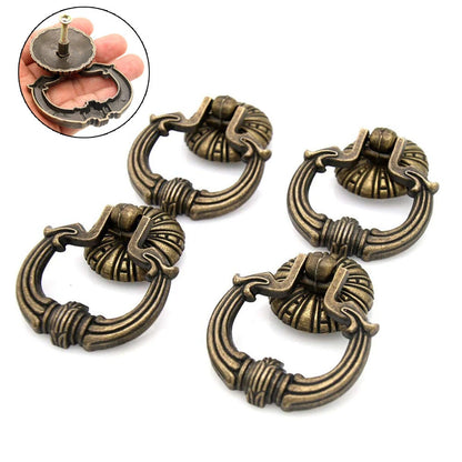 Set of 4 Antique Cabinet Pulls Drawer Knob Ring Handle Zinc Alloy