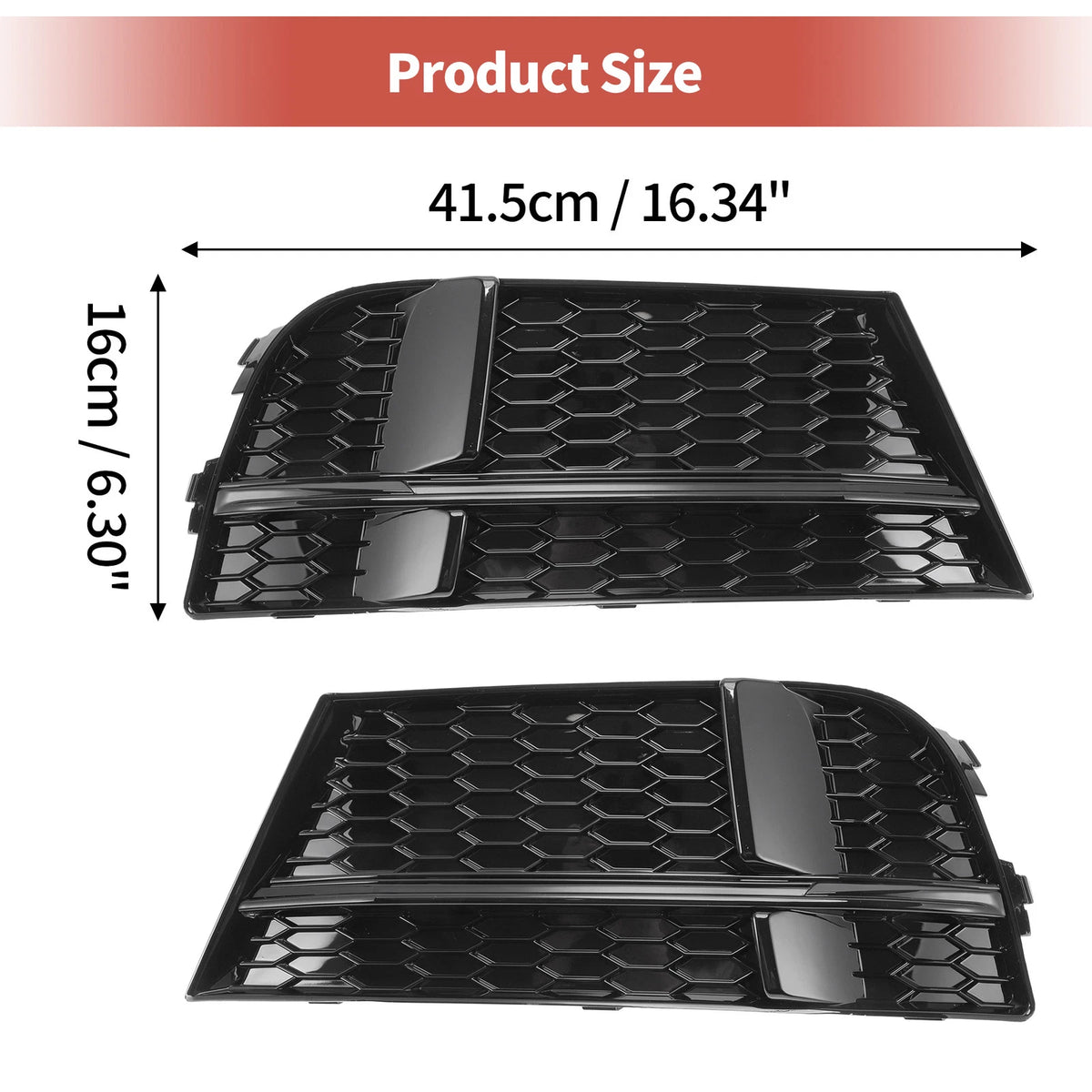 1 Pair Fog Light Grills for Audi A3 (2013–2020) No. 8V3807681AB, 8V3807682N