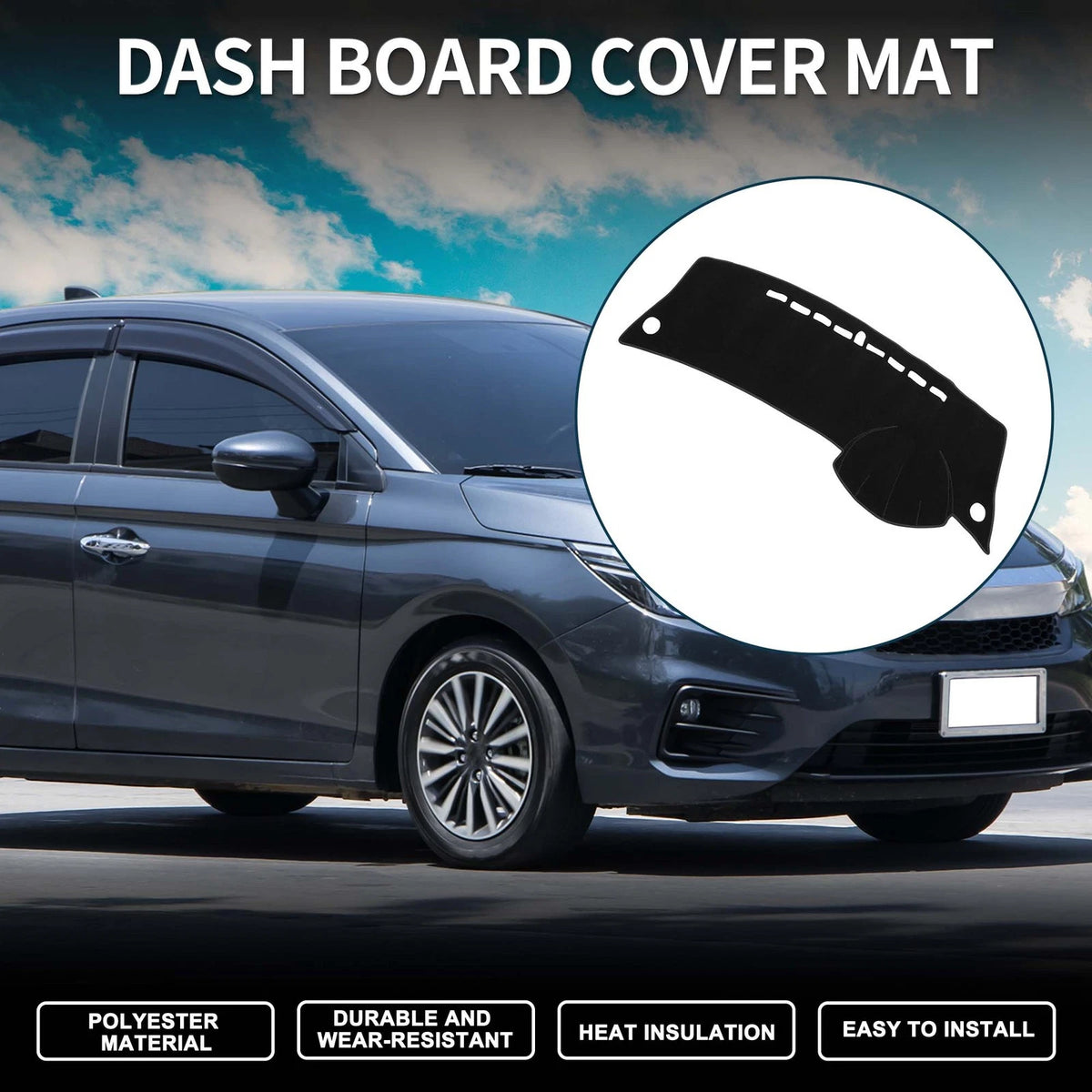 Dashboard Cover Mat for Honda City Grace (2008–2013) Sun Protector Black