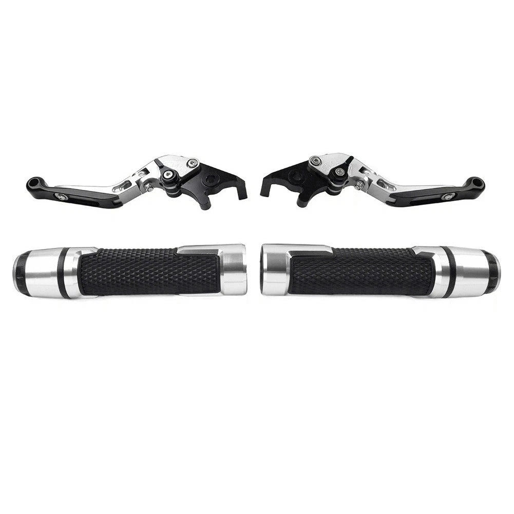 Silver Extendable Brake Clutch Lever Handlebar Grip Set For Yamaha XMAX250/300