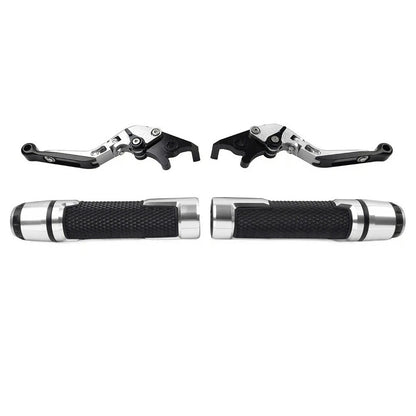 Silver Extendable Brake Clutch Lever Handlebar Grip Set For Yamaha XMAX250/300