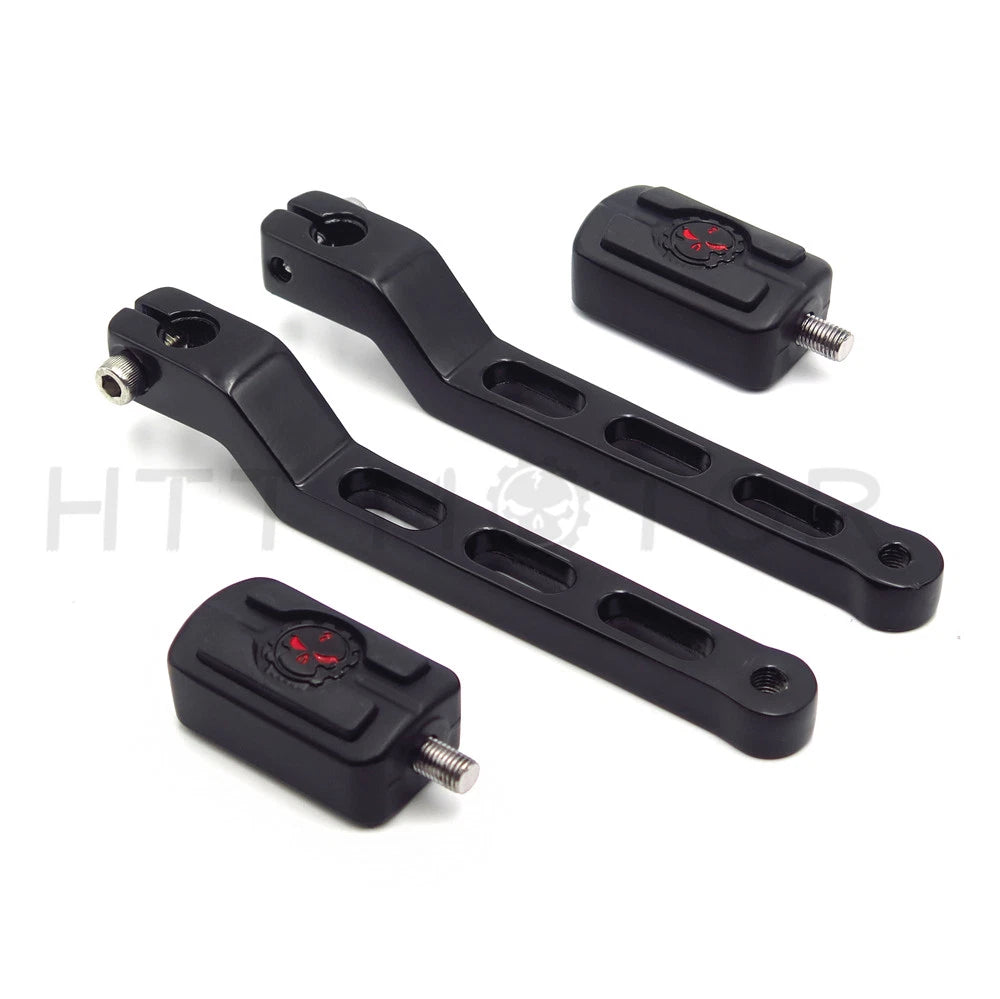 Black Skull Heel Toe Shift Levers w/ Pegs for Harley Electra Glide (1988–2017)
