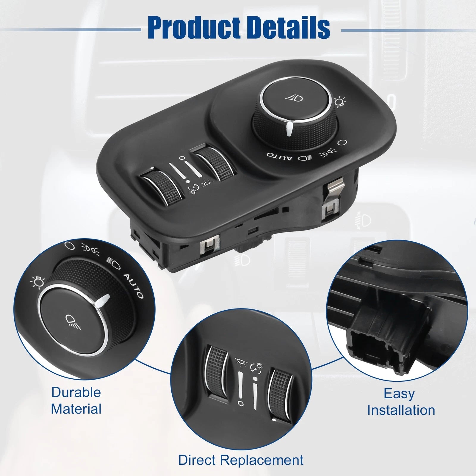 Headlight Lamp Switch Button for Dodge Ram 1500 2500 3500 (2011–2018)
