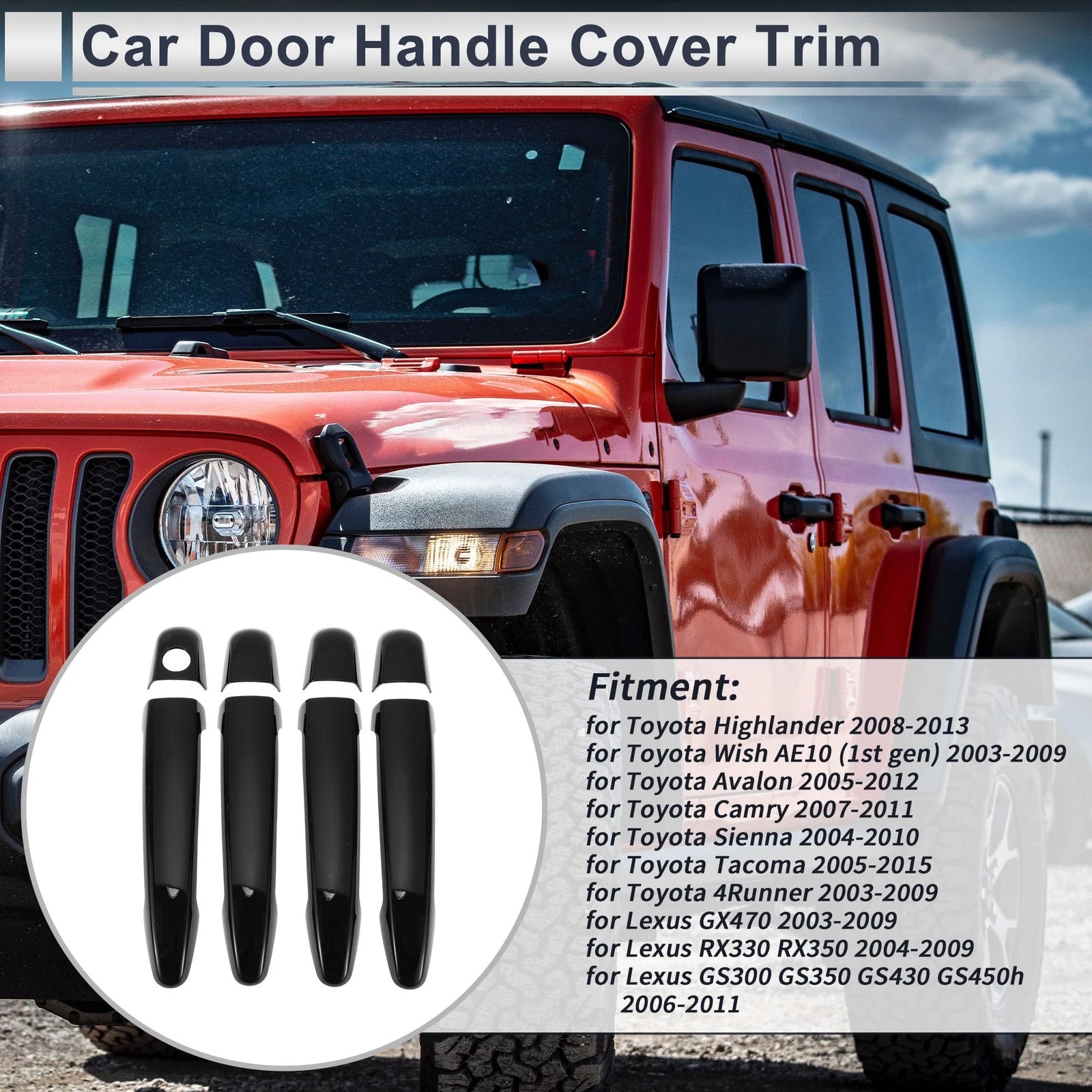 Door Handle Cover Trim for Toyota Highlander Tailgate Handle (2014–2019)